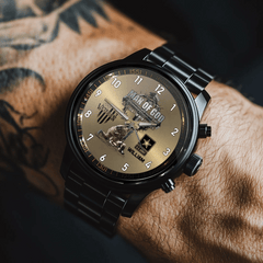 Man Of God Veteran Dad Papa - Personalized Watch For Father's Day - Veteran Gift - OLESA