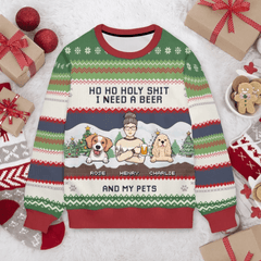 Me And My Pets Customized Christmas Clothes - Personalized Names, Cartoon Characters And Pet Graphics Sweater - A Gift For Pet Lovers,Pet Owners - OLESA
