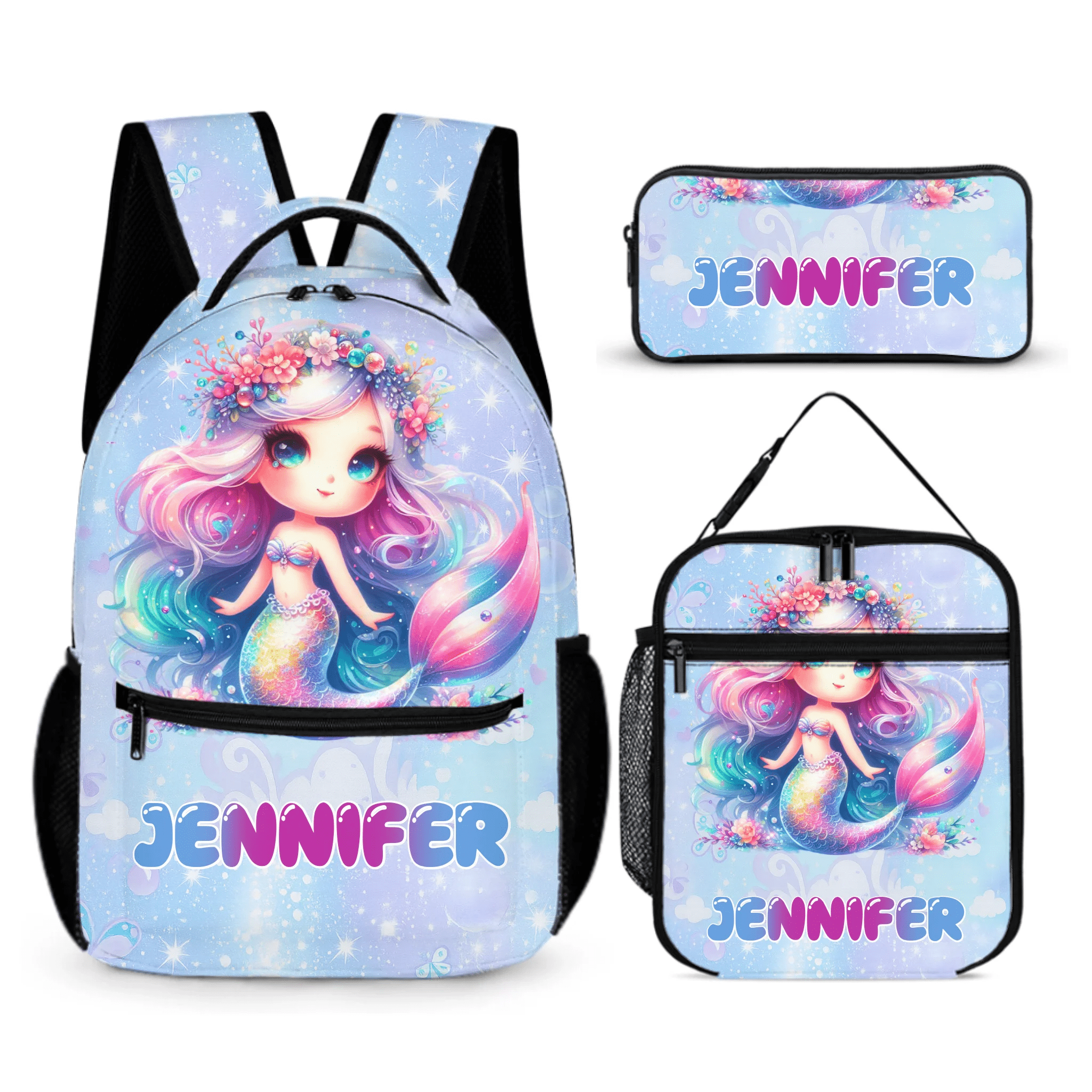 Mermaid Backpack - Personalized School Backpack with Name - Girls Gifts - OLESA