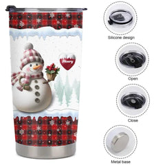 Merry Christmas Snowman Grandma - Personalized Name Customized Glass Cup - Gift for Grandma - OLESA