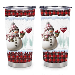 Merry Christmas Snowman Grandma - Personalized Name Customized Glass Cup - Gift for Grandma - OLESA