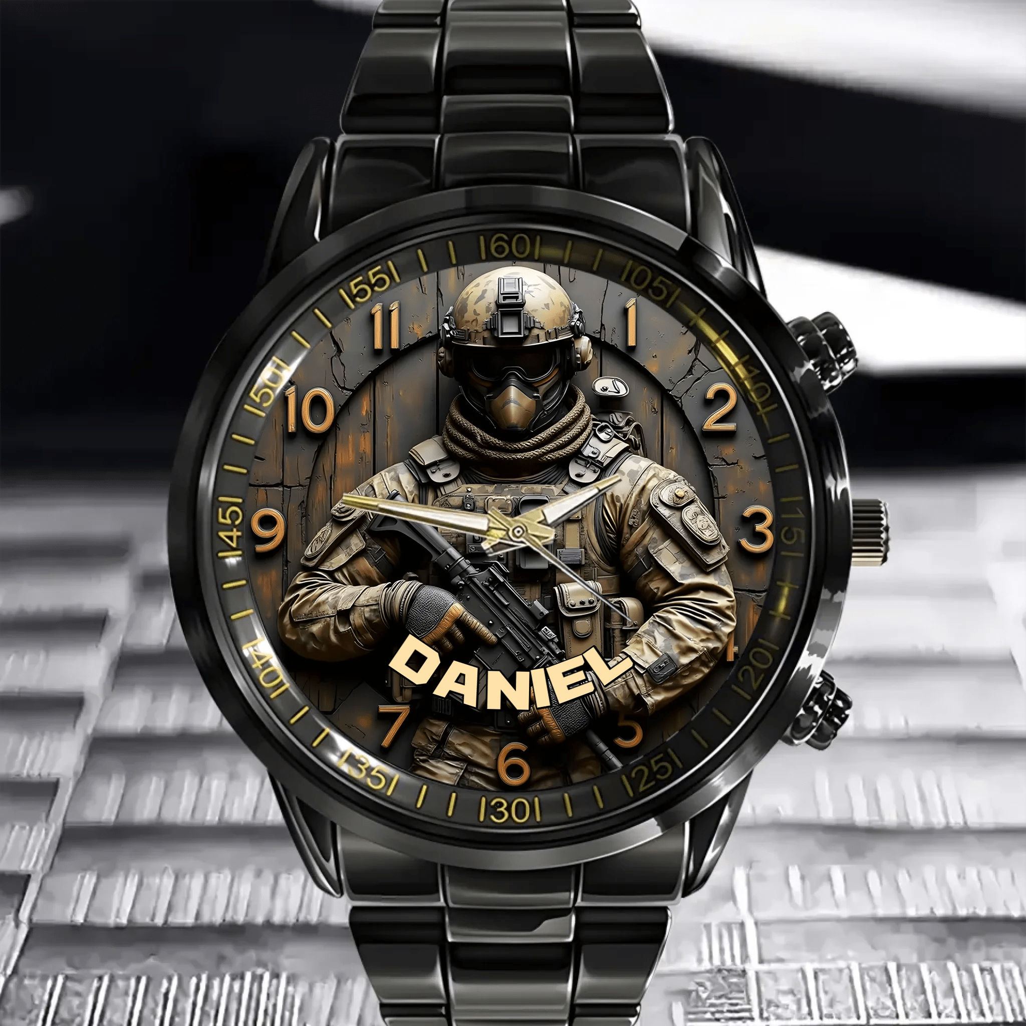 Military Image Customized Watch - Personalized Name - Veteran's Commemorative Gift - OLESA
