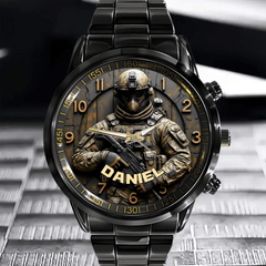 Military Image Customized Watch - Personalized Name - Veteran's Commemorative Gift - OLESA