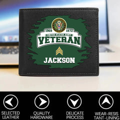 Military - themed Custom Wallet - Personalized Branch, Name and Years - Military Honor Commemorative Gift - OLESA