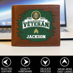 Military - themed Custom Wallet - Personalized Branch, Name and Years - Military Honor Commemorative Gift - OLESA