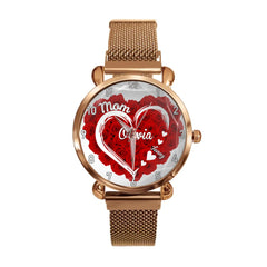 Mom Grandma Hearts Custom Kids' Names - Personalized Flower heart Watch - OLESA