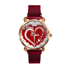 Mom Grandma Hearts Custom Kids' Names - Personalized Flower heart Watch - OLESA
