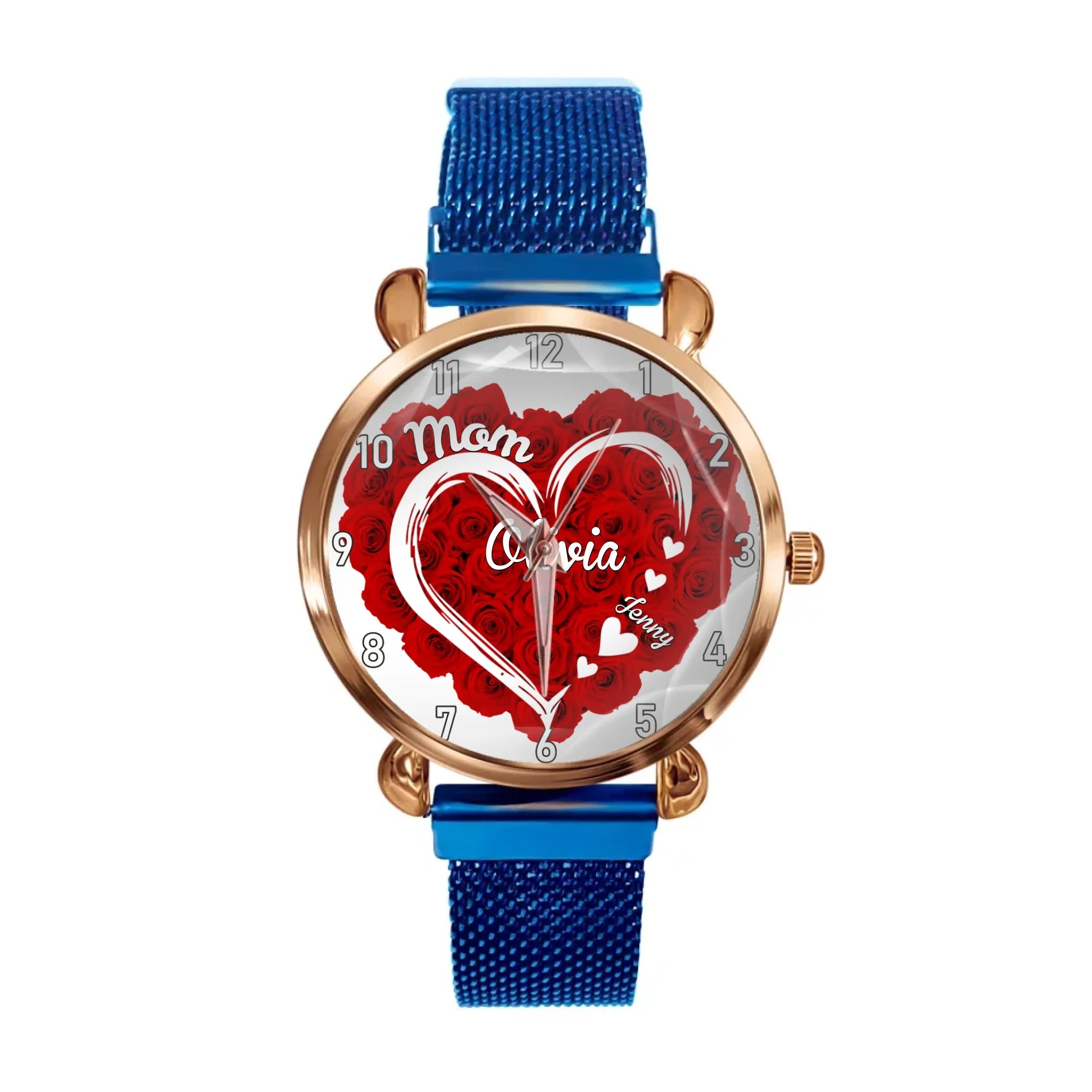 Mom Grandma Hearts Custom Kids' Names - Personalized Flower heart Watch - OLESA
