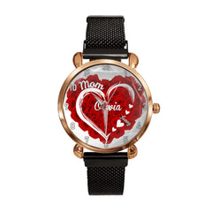 Mom Grandma Hearts Custom Kids' Names - Personalized Flower heart Watch - OLESA