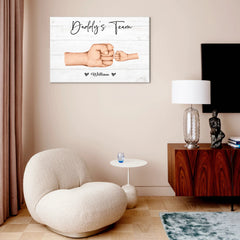 Mother Or Daddy & Kids, Together We're A Team - Personalized Canvas Painting - OLESA