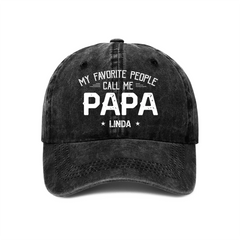 My Favorite People Call Me Dad - Personalized Custom Vintage Denim Baseball Cap - OLESA