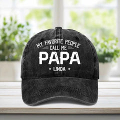 My Favorite People Call Me Dad - Personalized Custom Vintage Denim Baseball Cap - OLESA
