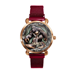 Mystical Creature - Personalized Name Big Gorilla Print Watch - OLESA