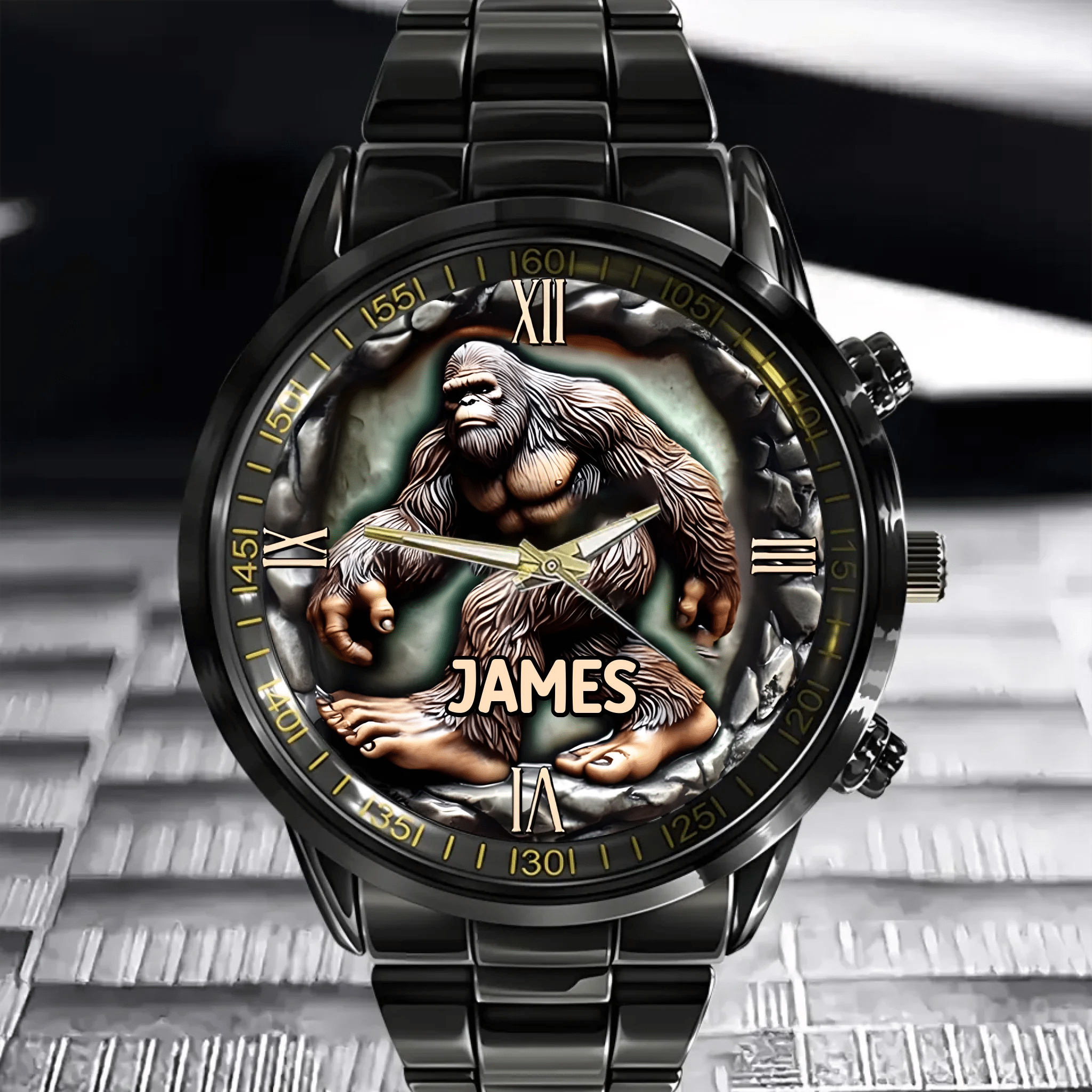 Mystical Creature - Personalized Name Big Gorilla Print Watch - OLESA
