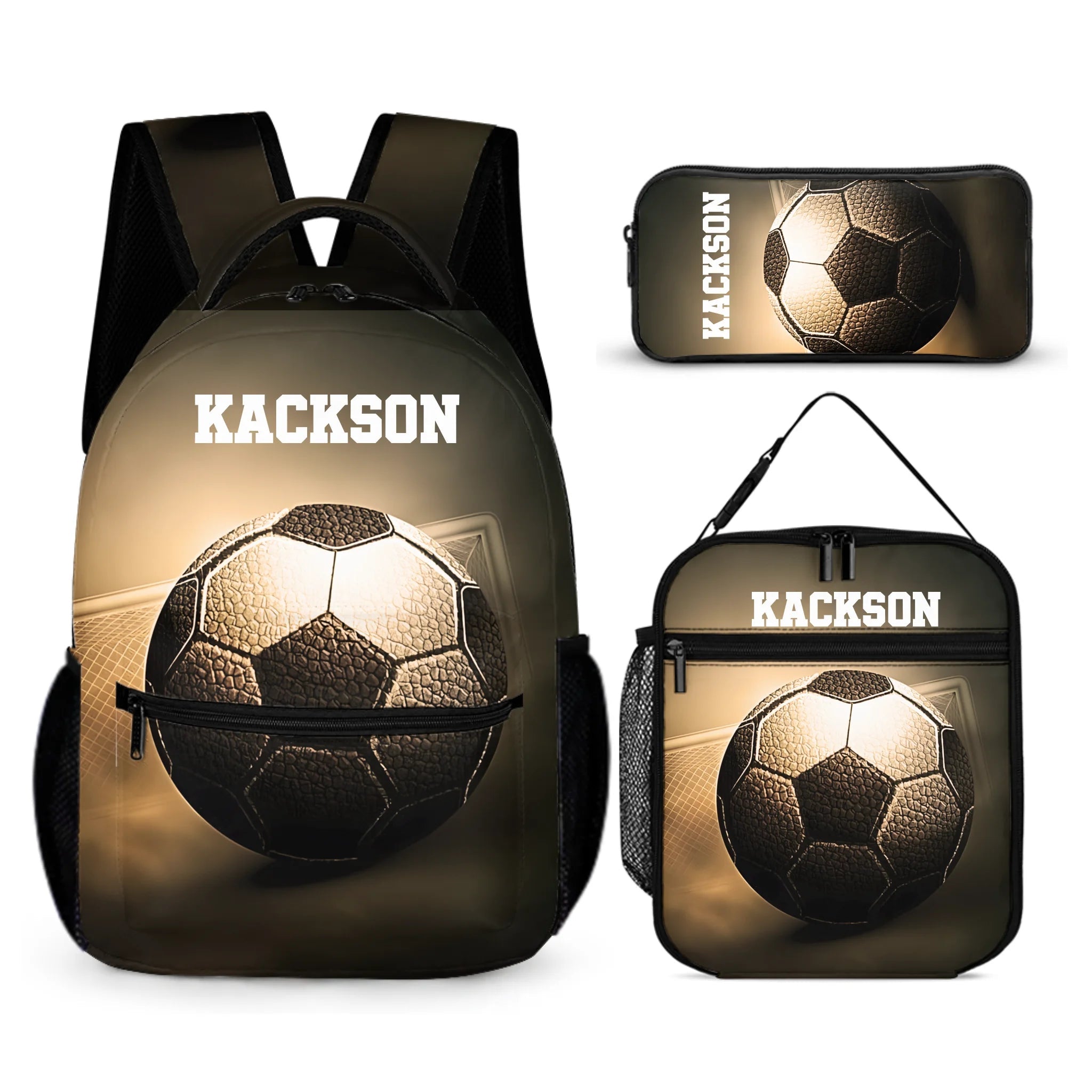 Name Custom Football Glow - in - the - Dark 3D Printed School Backpack - Opening Season Gift for Kids Who Love Football - OLESA