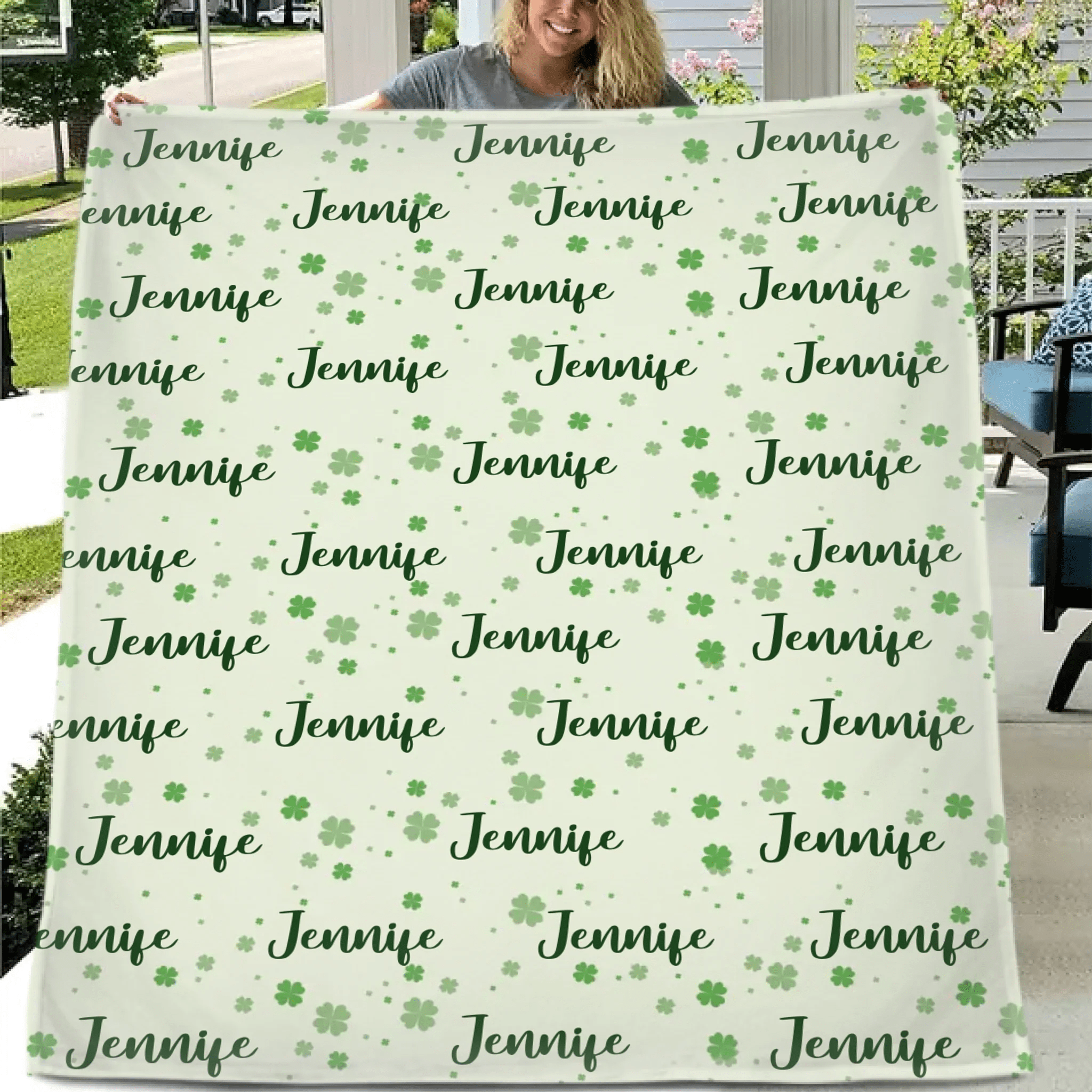 Name Custom Personalized Clover Lucky Baby Blanket St. Patrick's Day Baby Shower Gift for Baby - OLESA