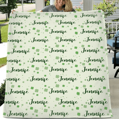 Name Custom Personalized Clover Lucky Baby Blanket St. Patrick's Day Baby Shower Gift for Baby - OLESA