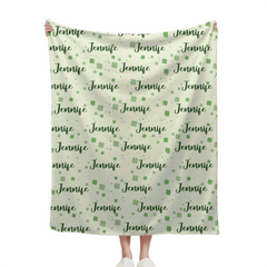 Name Custom Personalized Clover Lucky Baby Blanket St. Patrick's Day Baby Shower Gift for Baby - OLESA