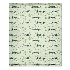 Name Custom Personalized Clover Lucky Baby Blanket St. Patrick's Day Baby Shower Gift for Baby - OLESA