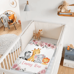 Name Customized Baby Blanket Girl Boy Flower Animal Pattern Baby Plush Blanket New Baby New Mom Gift - OLESA