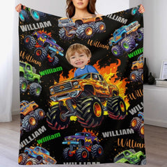Name Face Custom Blanket Personalized Creative Boys Riding Truck Blanket - OLESA