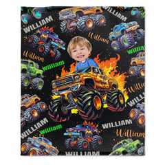 Name Face Custom Blanket Personalized Creative Boys Riding Truck Blanket - OLESA