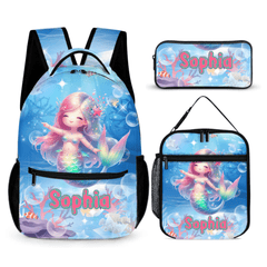 🧜 Ocean Mermaid Personalized Name Custom Backpack - School Season Gift for Girls - OLESA