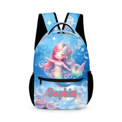 🧜 Ocean Mermaid Personalized Name Custom Backpack - School Season Gift for Girls - OLESA