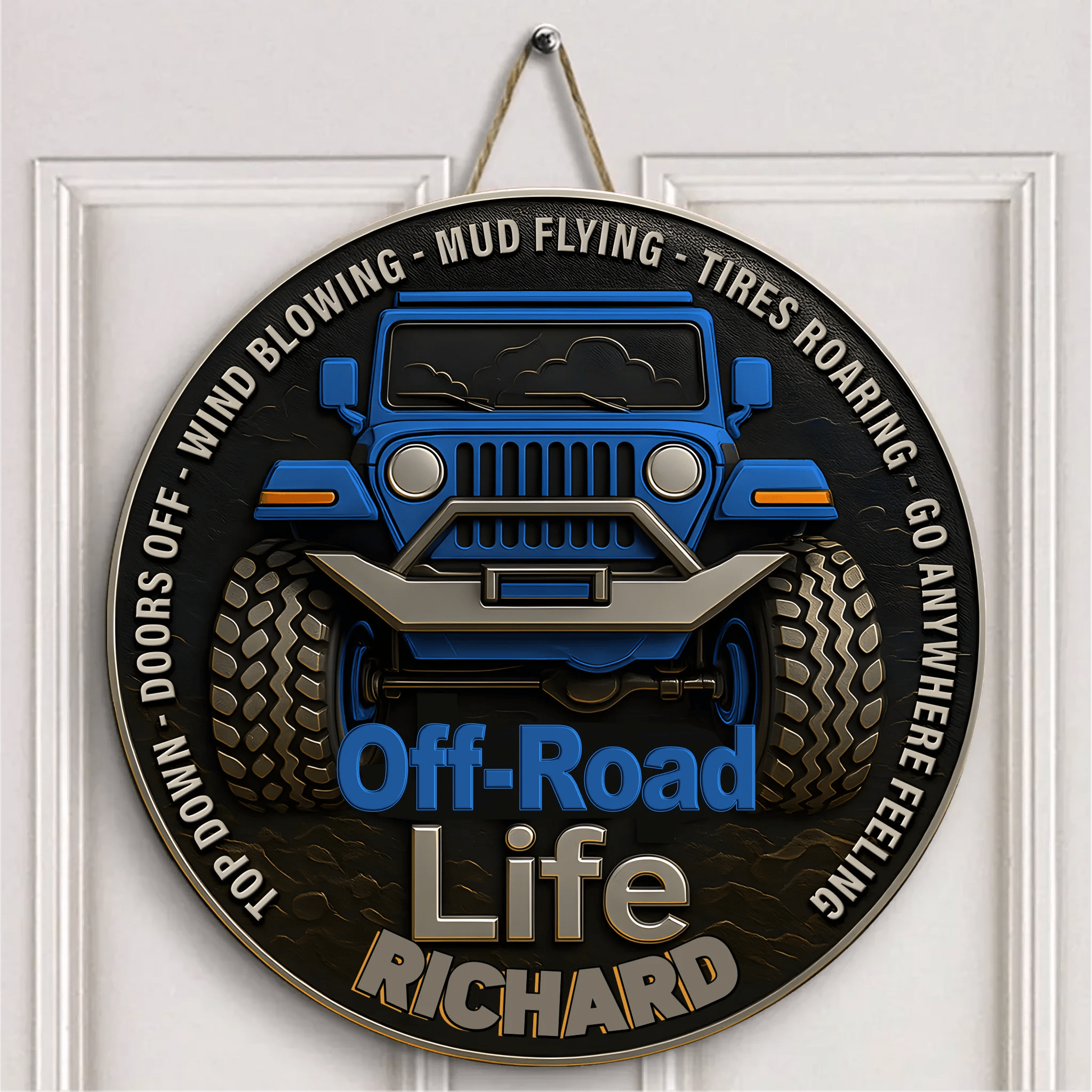 Off Road Car Customized Door Plate - Personalized Name Wooden Sign - OLESA
