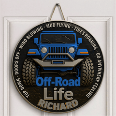 Off Road Car Customized Door Plate - Personalized Name Wooden Sign - OLESA