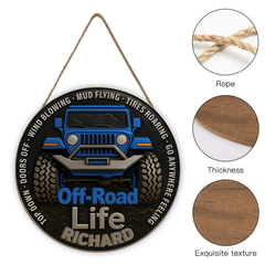 Off Road Car Customized Door Plate - Personalized Name Wooden Sign - OLESA