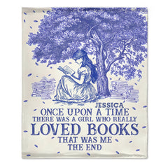 Once Upon A Time A Girl Who Loved Books - Personalized Blanket - OLESA