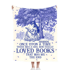 Once Upon A Time A Girl Who Loved Books - Personalized Blanket - OLESA