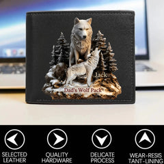 Papa's Wolf - Personalized Father Custom Wallet - OLESA