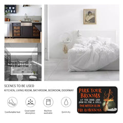 Park Your Brooms and Join Us for a Spell - Personalized Decorative Mat, Halloween Gift. - OLESA