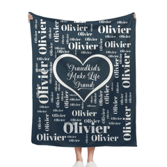 Personalised Grandkid Names Blanket Super Soft Flannel Grandkids Make Life Grand Grandparent Christmas Thanksgiving Day Gift for Grandparent - OLESA