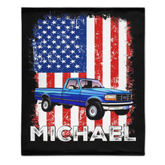 Personalized American Flag Background Car Blanket - OLESA