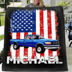 Personalized American Flag Background Car Blanket - OLESA