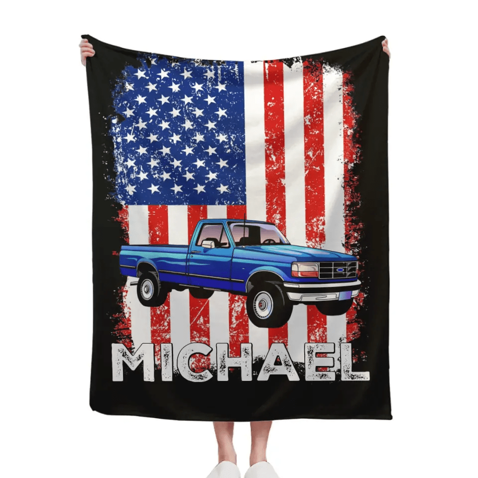 Personalized American Flag Background Car Blanket - OLESA