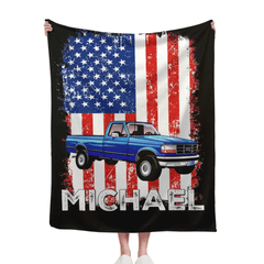 Personalized American Flag Background Car Blanket - OLESA