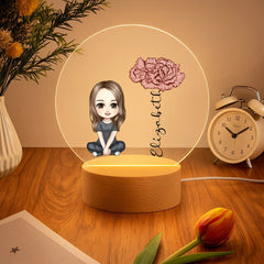 Personalized Birthday Flower Night Light with Name – Gift for Baby Girl, Girl, Birthday - OLESA