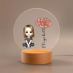 Personalized Birthday Flower Night Light with Name – Gift for Baby Girl, Girl, Birthday - OLESA