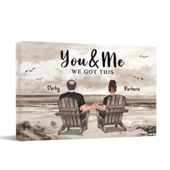 Personalized Canvas Wall Art - Couple Beach Landscape Retro Vintage, Anniversary Gift For Couple - OLESA