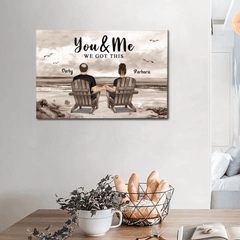 Personalized Canvas Wall Art - Couple Beach Landscape Retro Vintage, Anniversary Gift For Couple - OLESA
