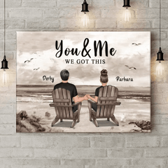 Personalized Canvas Wall Art - Couple Beach Landscape Retro Vintage, Anniversary Gift For Couple - OLESA
