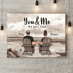 Personalized Canvas Wall Art - Couple Beach Landscape Retro Vintage, Anniversary Gift For Couple - OLESA