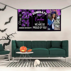Personalized Congrats 2024 Graduate Disco Style Banner - Graduation Decor Gift - OLESA
