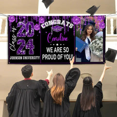 Personalized Congrats 2024 Graduate Disco Style Banner - Graduation Decor Gift - OLESA