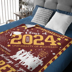 Personalized Congrats Yellow Balloon Graduate Blanket with Name Class of 2024 - OLESA