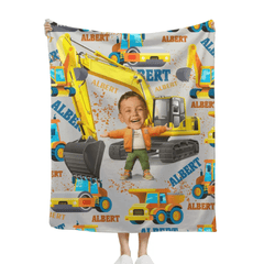 Personalized Custom Blankets Boy And Excavator Truck Car Blanket - OLESA